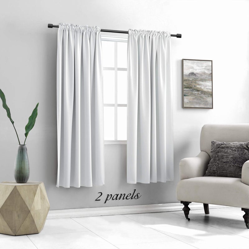 DONREN Greyish White Room Darkening Window Curtain Panels - Off White Thermal Insulated Rod Pocket Curtains for Bathroom (42 Width x 63 Length,2 Panels) - Image 2